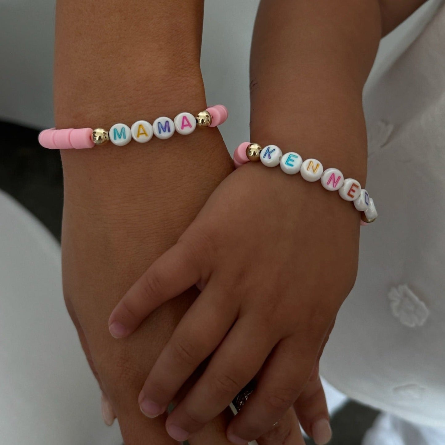 Custom Pink Bracelets for Mothers and Daughters