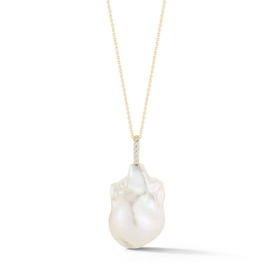 Gold and Diamonds Baroque Pearl Necklace