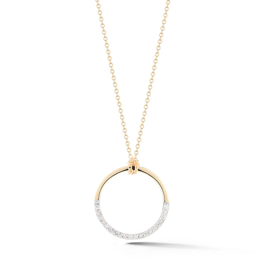 Medium Halfmoon Pendant in 14kt Gold with Diamonds