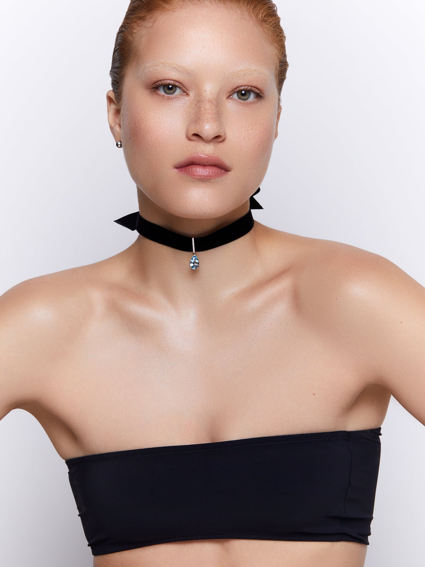 Velvet Choker with Blue Topaz and Diamonds