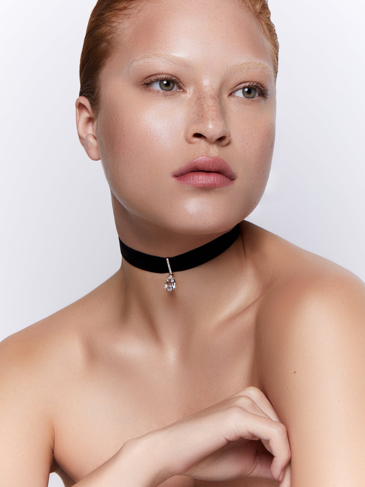 White Topaz and Diamond Velvet Choker Necklace