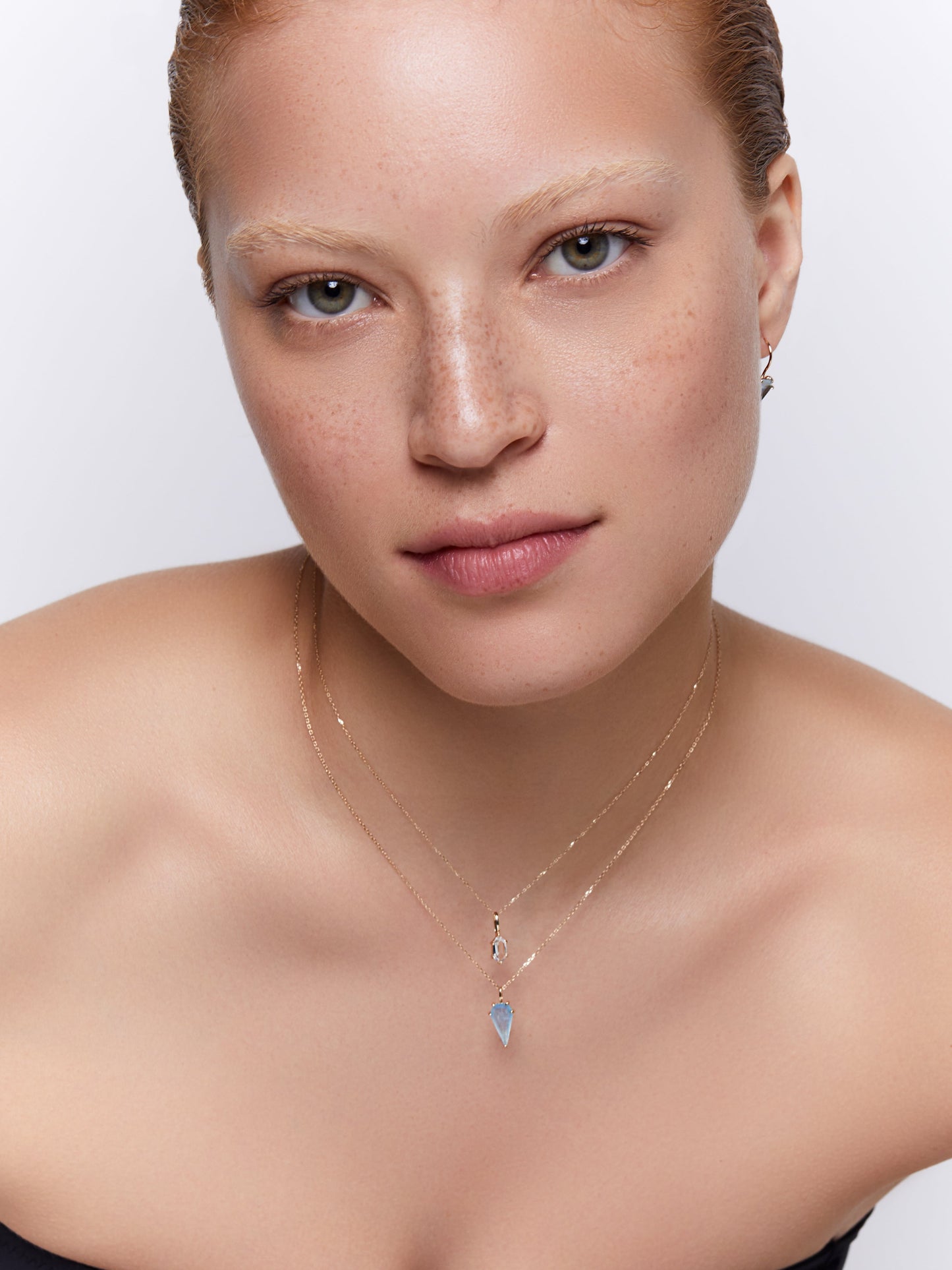 Hexagon Necklace with 14kt White Topaz