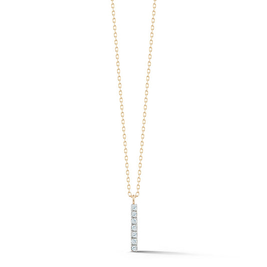 Small Diamond La Barre Necklace in 14kt Gold