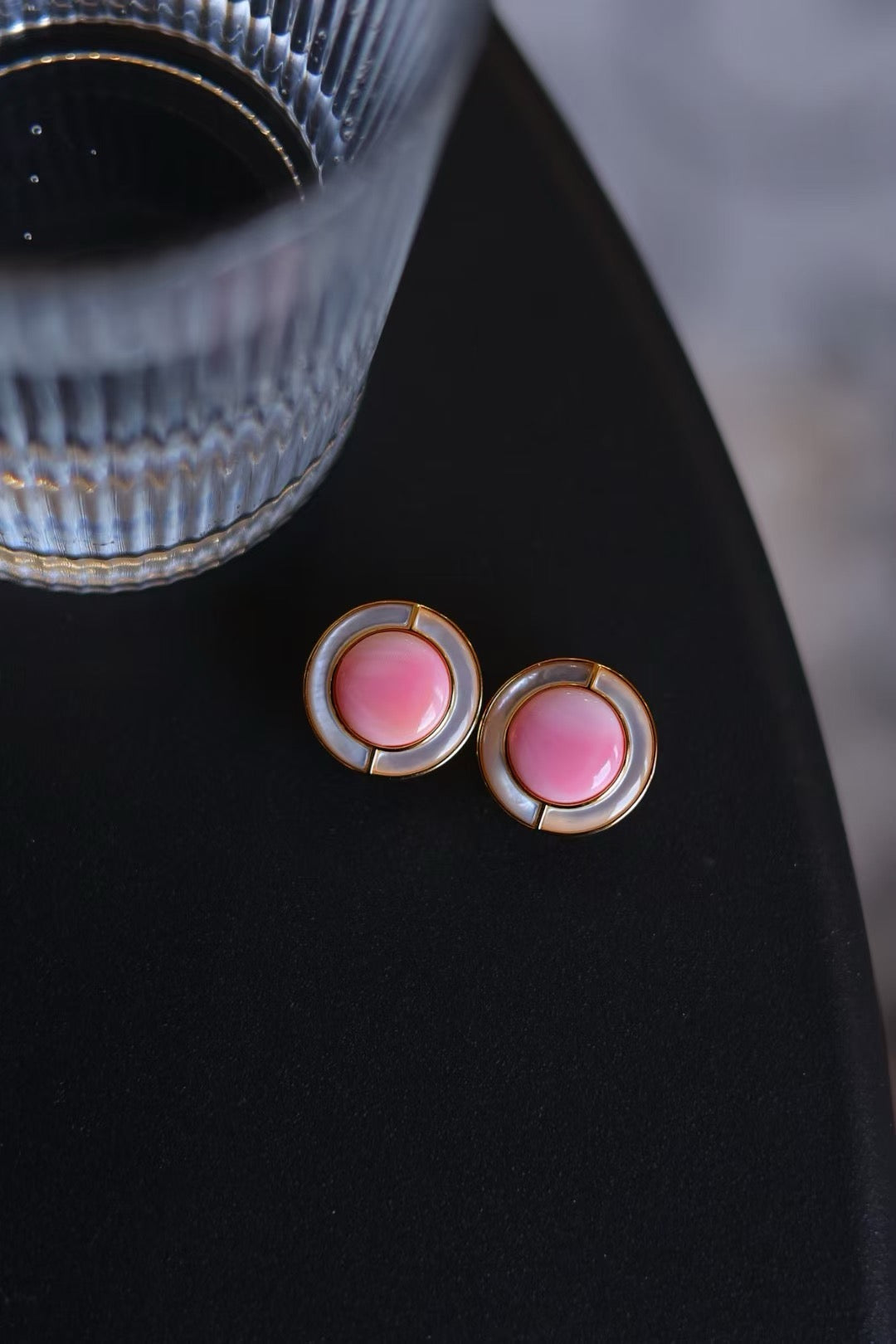 Pink Conch Shell and Pearl Earrings