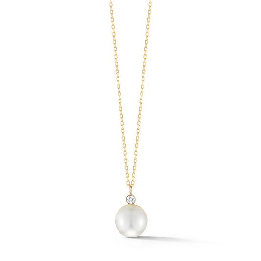 Gold Pearl and Diamond Dot Necklace