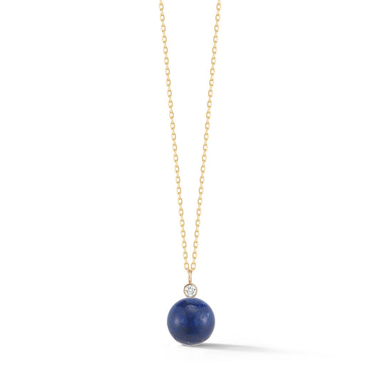 Gold Lapis Diamond Dot Necklace for Women