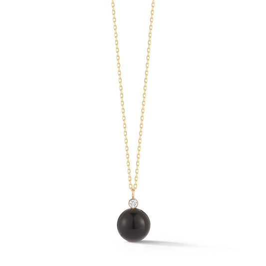 Gold Onyx and Diamond Dot Necklace