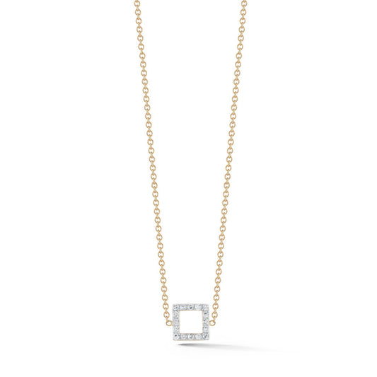 Mini Diamond Square Necklace in 14kt Gold