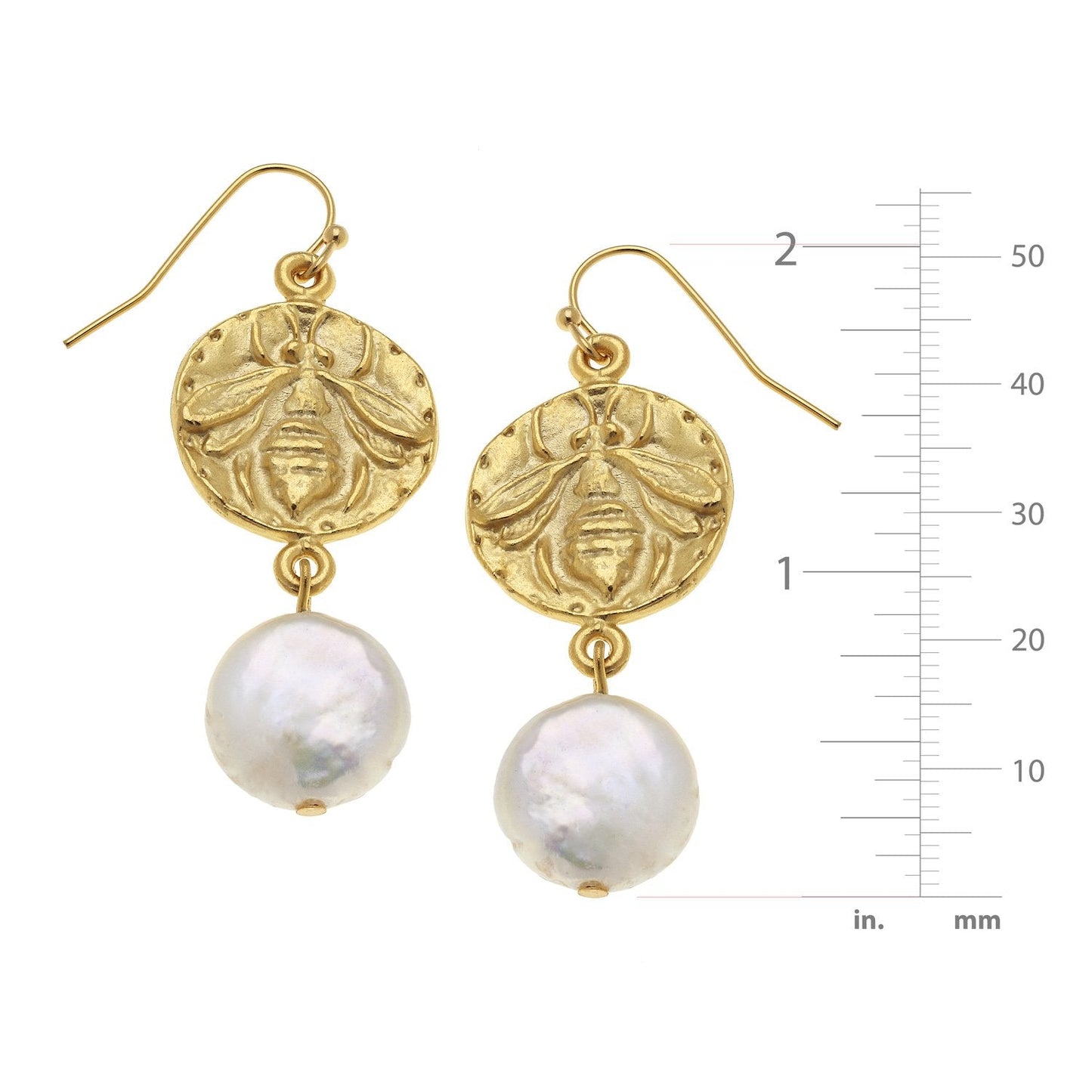 Pearl Drop Earrings with Intaglio Detailing