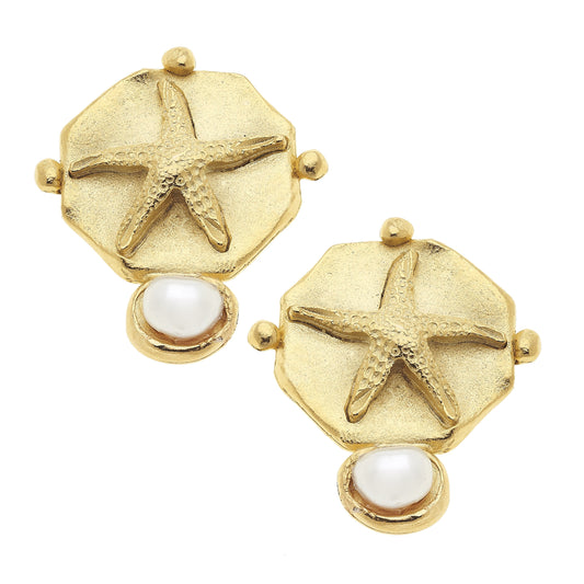 Pearl Studs in Starfish Design