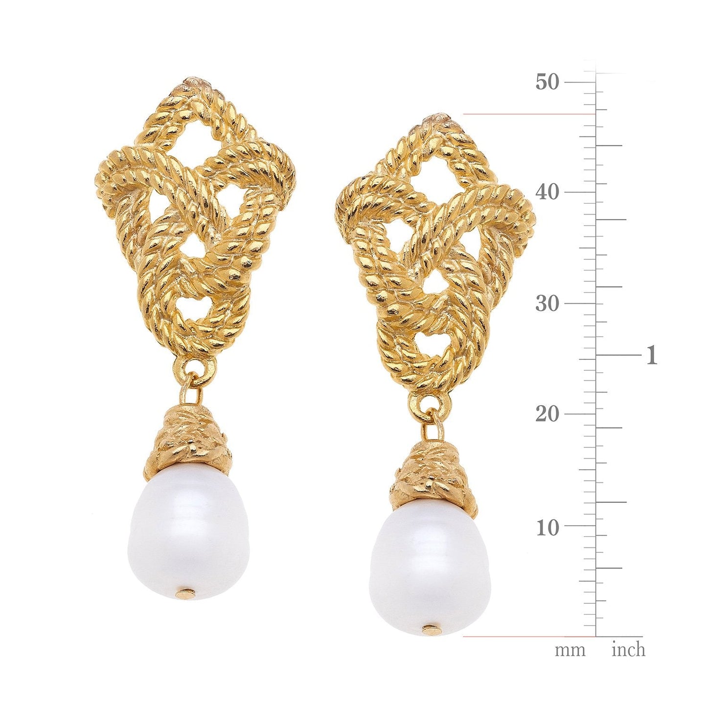 Pearl Drop Earrings with Love Knot Design