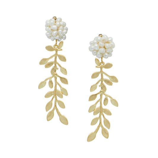 Cluster Vine Earrings with Pearl Accents