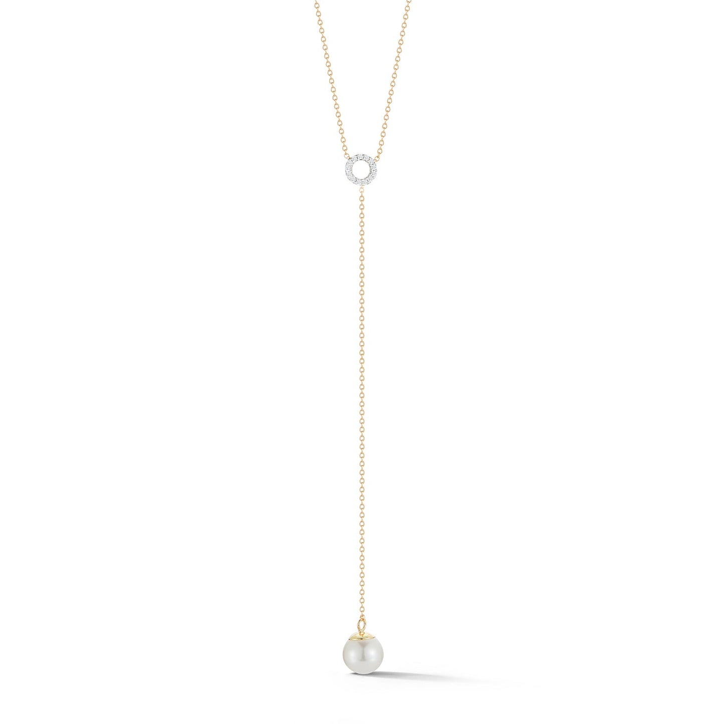 Pearl Lariat Necklace Featuring Diamonds