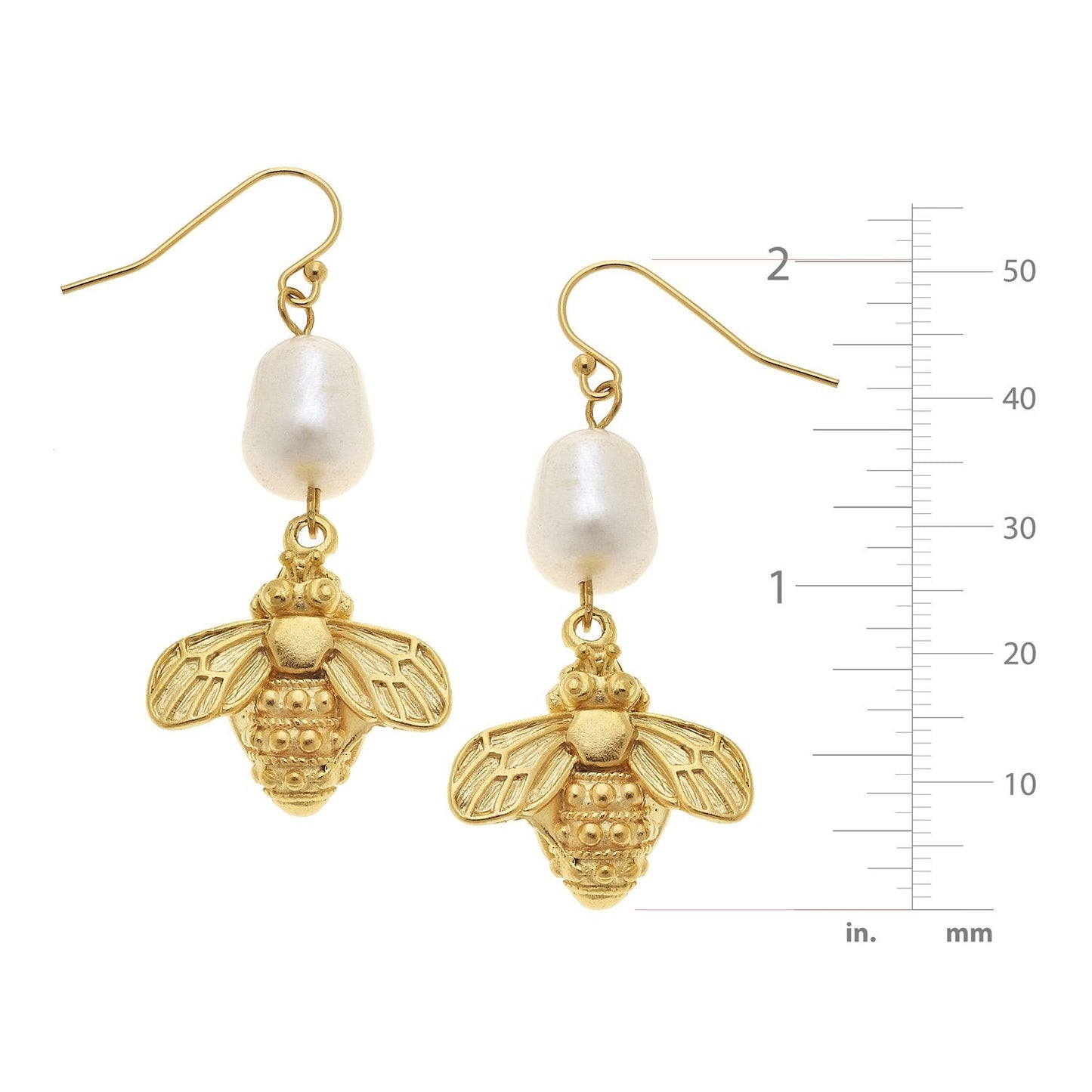 Bee and Pearl Wire Drop Earrings Design