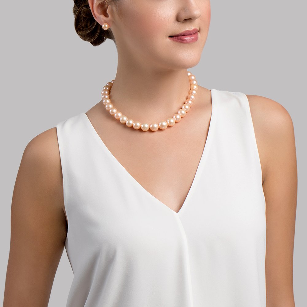 Peach Freshwater Pearl Necklace in AAA Quality 3