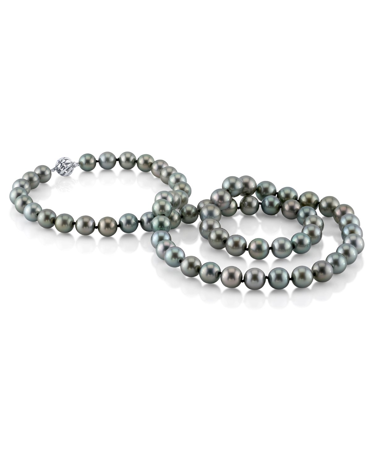 Green Tahitian Pearl Opera Length Necklace in AAAA Quality