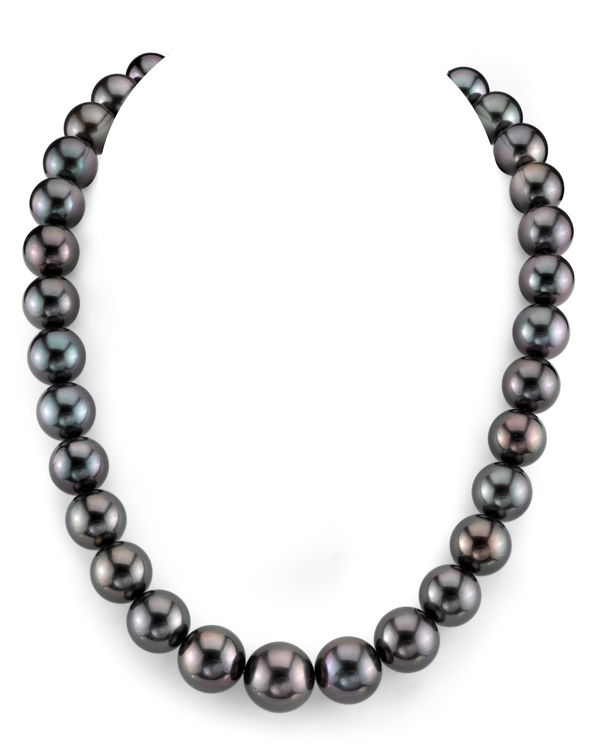 Tahitian True Round Pearl Necklace in Dark Color