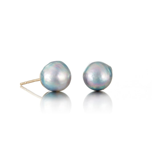 Elegant Baroque Blue Akoya Pearl Earrings