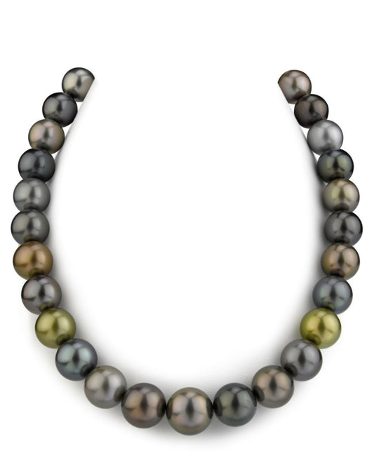 Multi-Color Tahitian Round Pearl Necklace 13-15mm