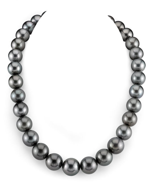 Tahitian True Round Pearl Necklace in Dark Colors