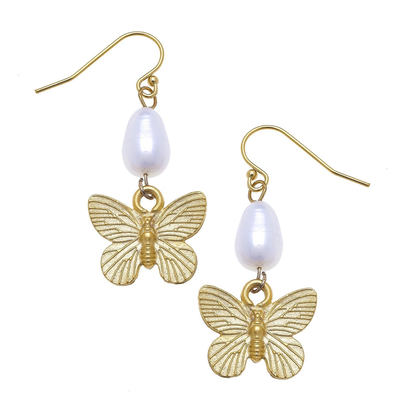 Gold Butterfly Pearl Tier Earrings Design