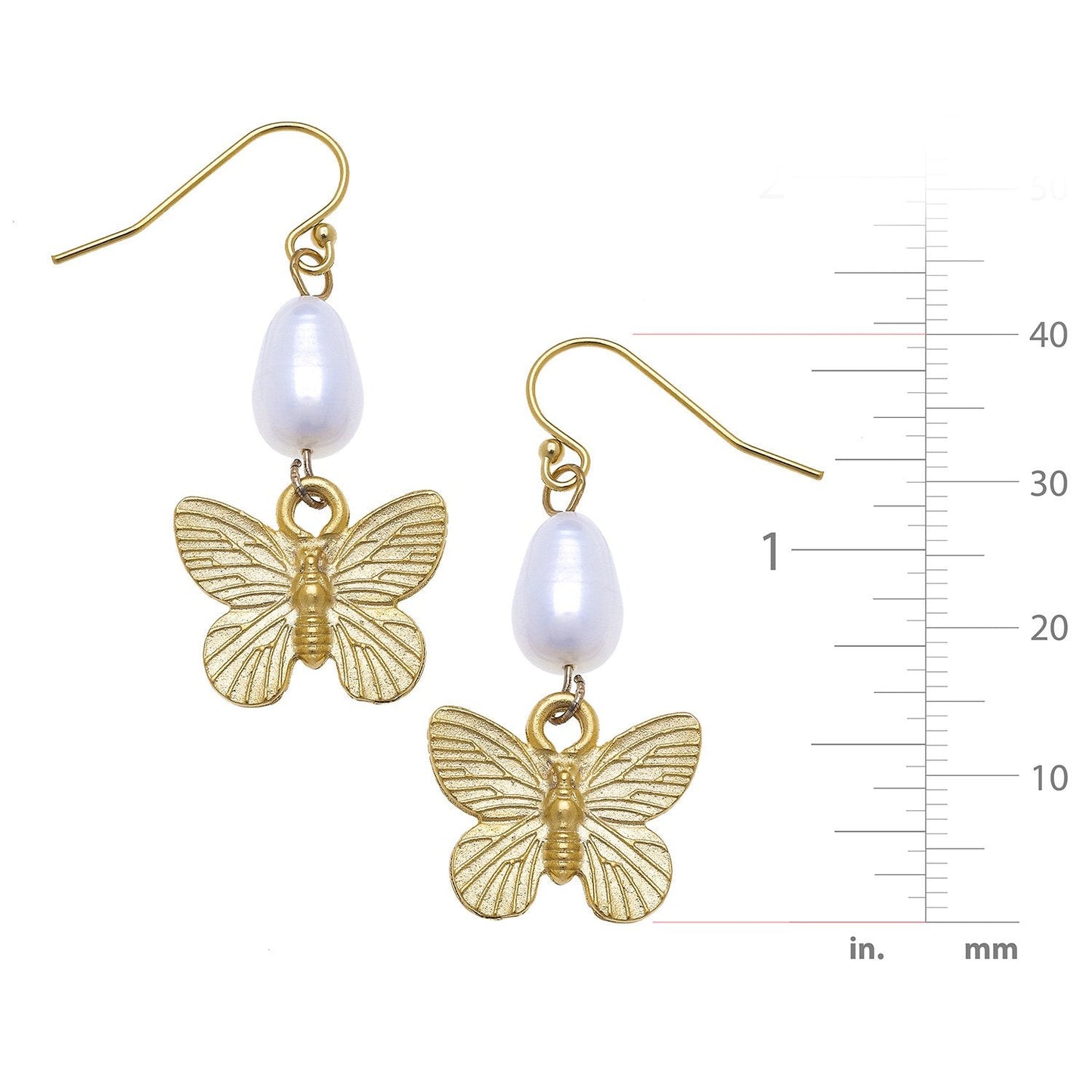 Gold Butterfly Pearl Tier Earrings Design