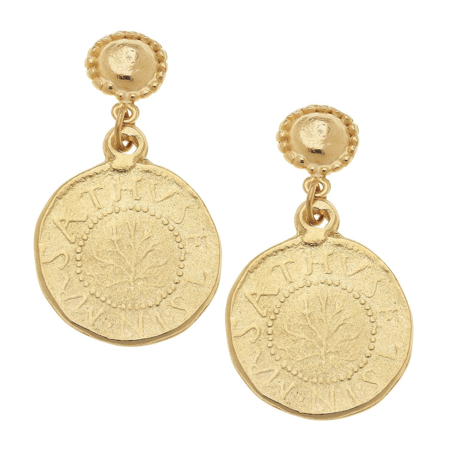 Coin Design Earrings in Gold Finish