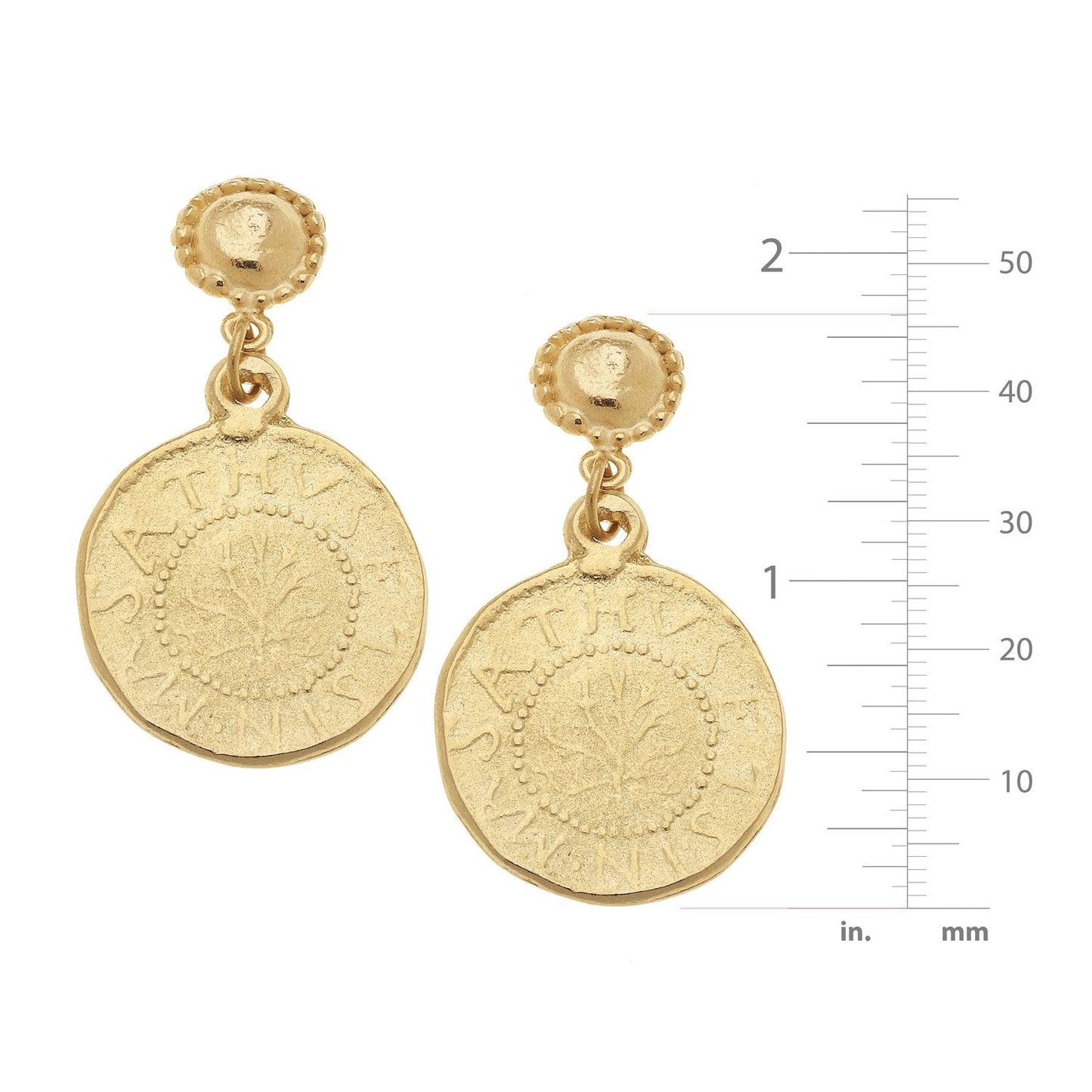 Coin Design Earrings in Gold Finish