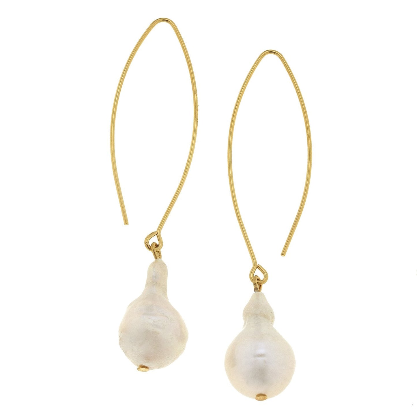 Elegant Baroque Pearl Threader Earrings in Silver