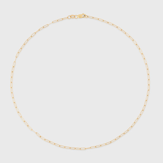 Gold Paperclip Choker Necklace in 14k