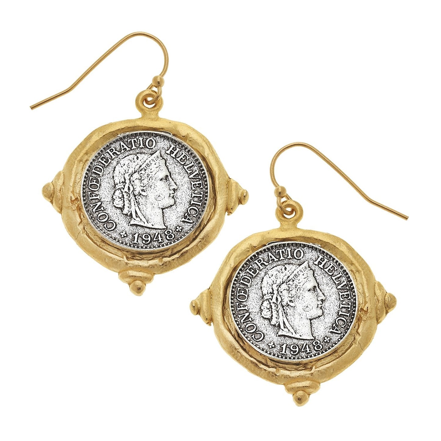 Mixed Metal French Coin Earrings for Stylish Look