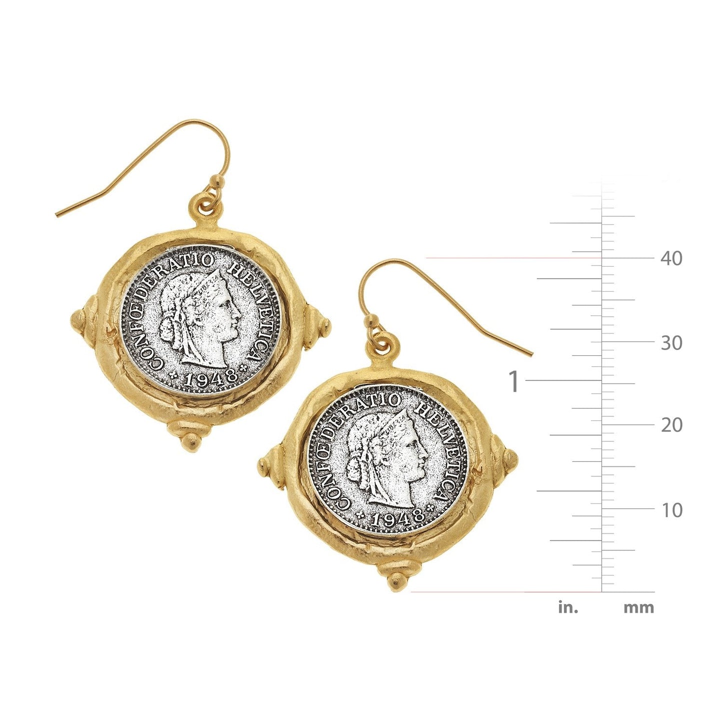 Mixed Metal French Coin Earrings for Stylish Look