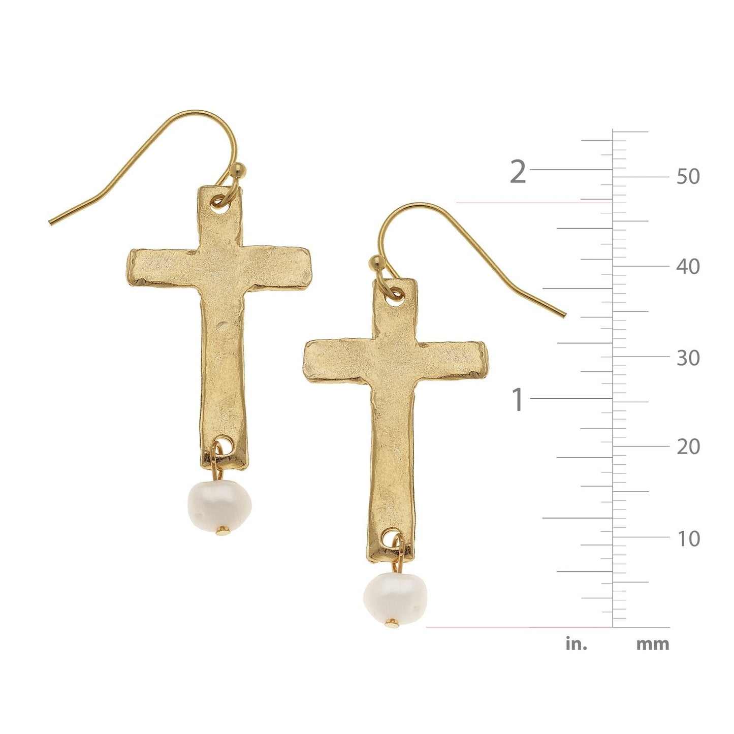 Elegant Cross and Pearl Drop Earrings