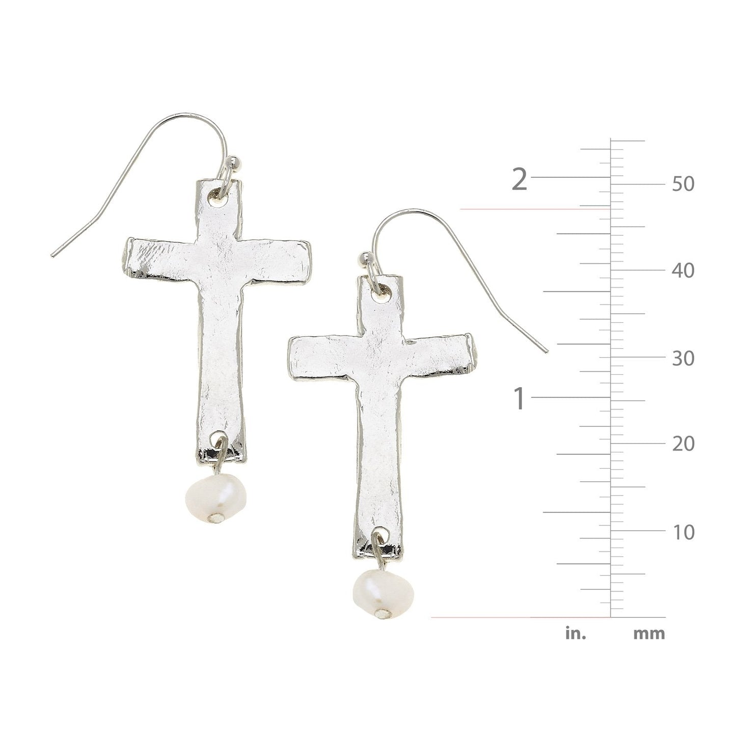 Elegant Cross and Pearl Drop Earrings