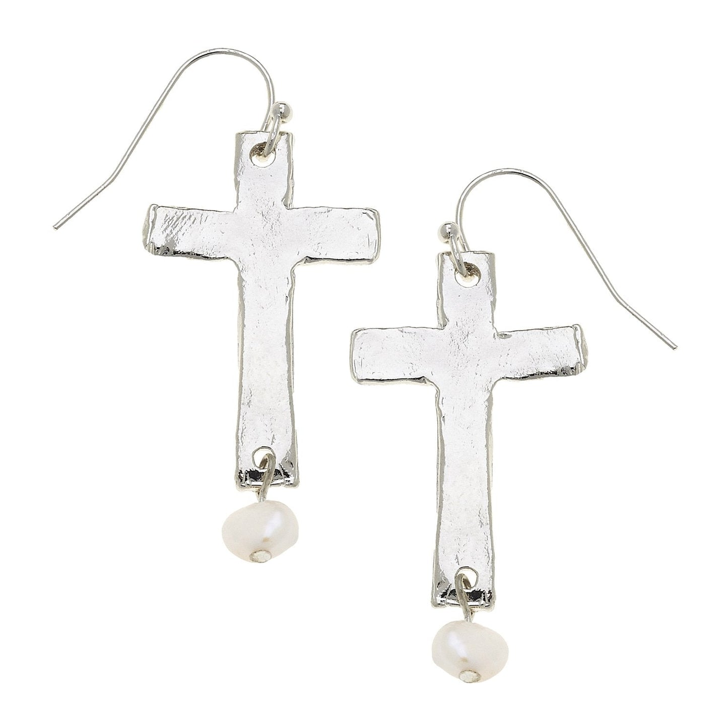 Elegant Cross and Pearl Drop Earrings