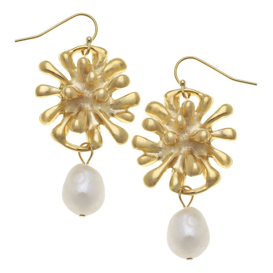 Pearl Drop Earrings in Firecracker Style