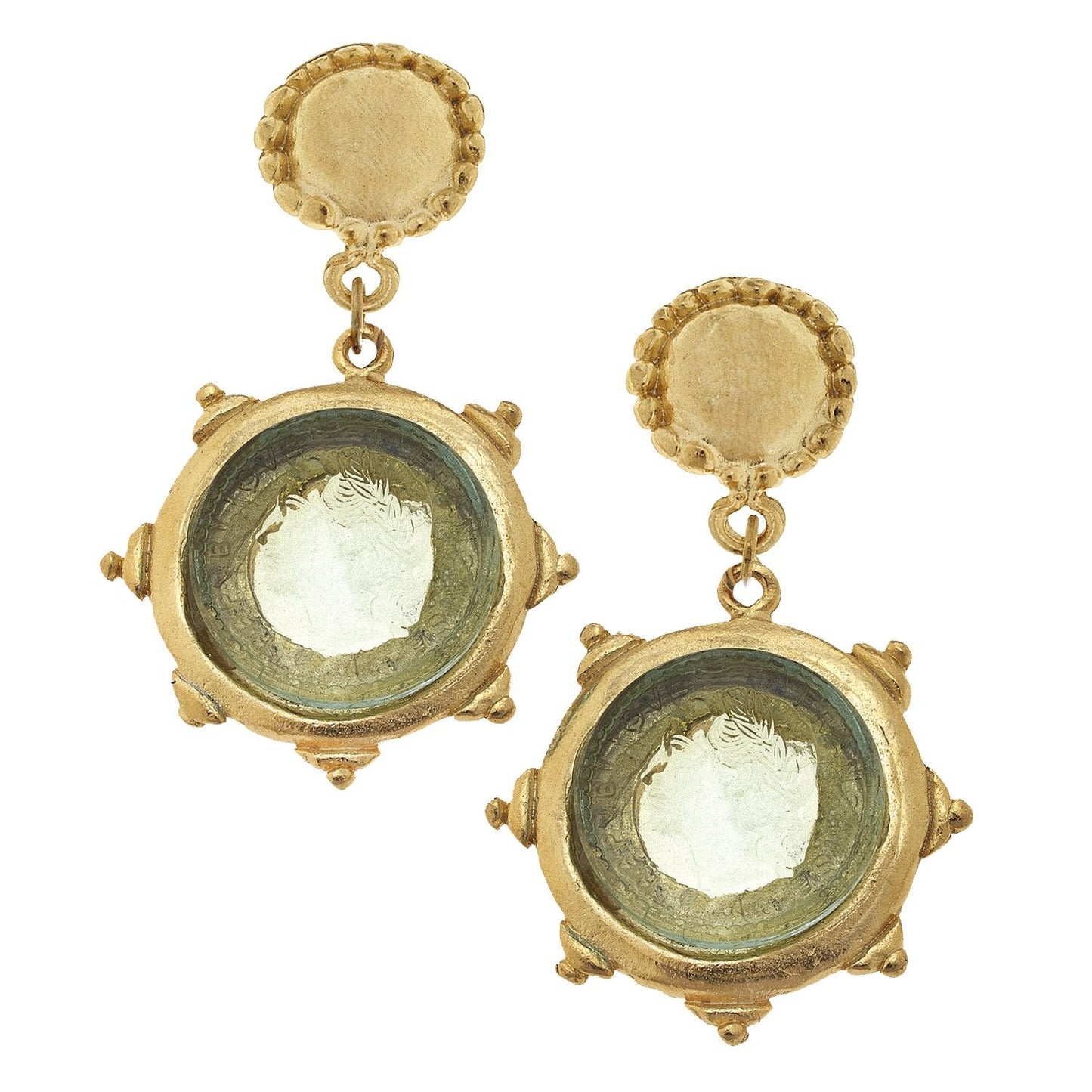 Venetian Glass Coin Dangle Earrings