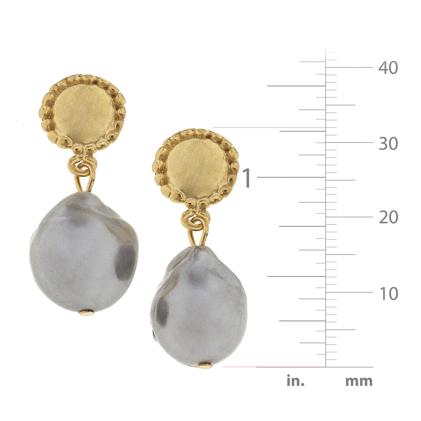 Elegant Grey Baroque Pearl Drop Earrings