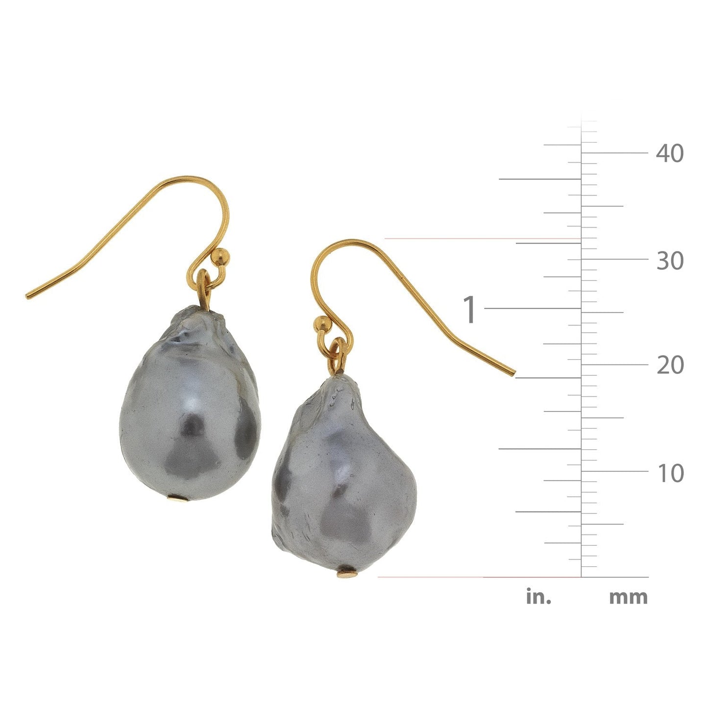 Baroque Pearl Earrings in Grey Color