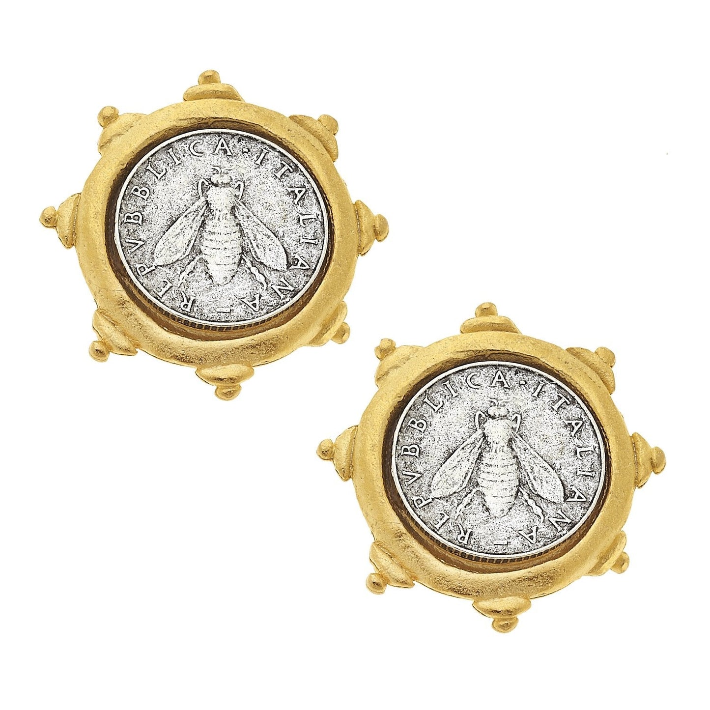 Silver Coin Stud Earrings in Elegant Style