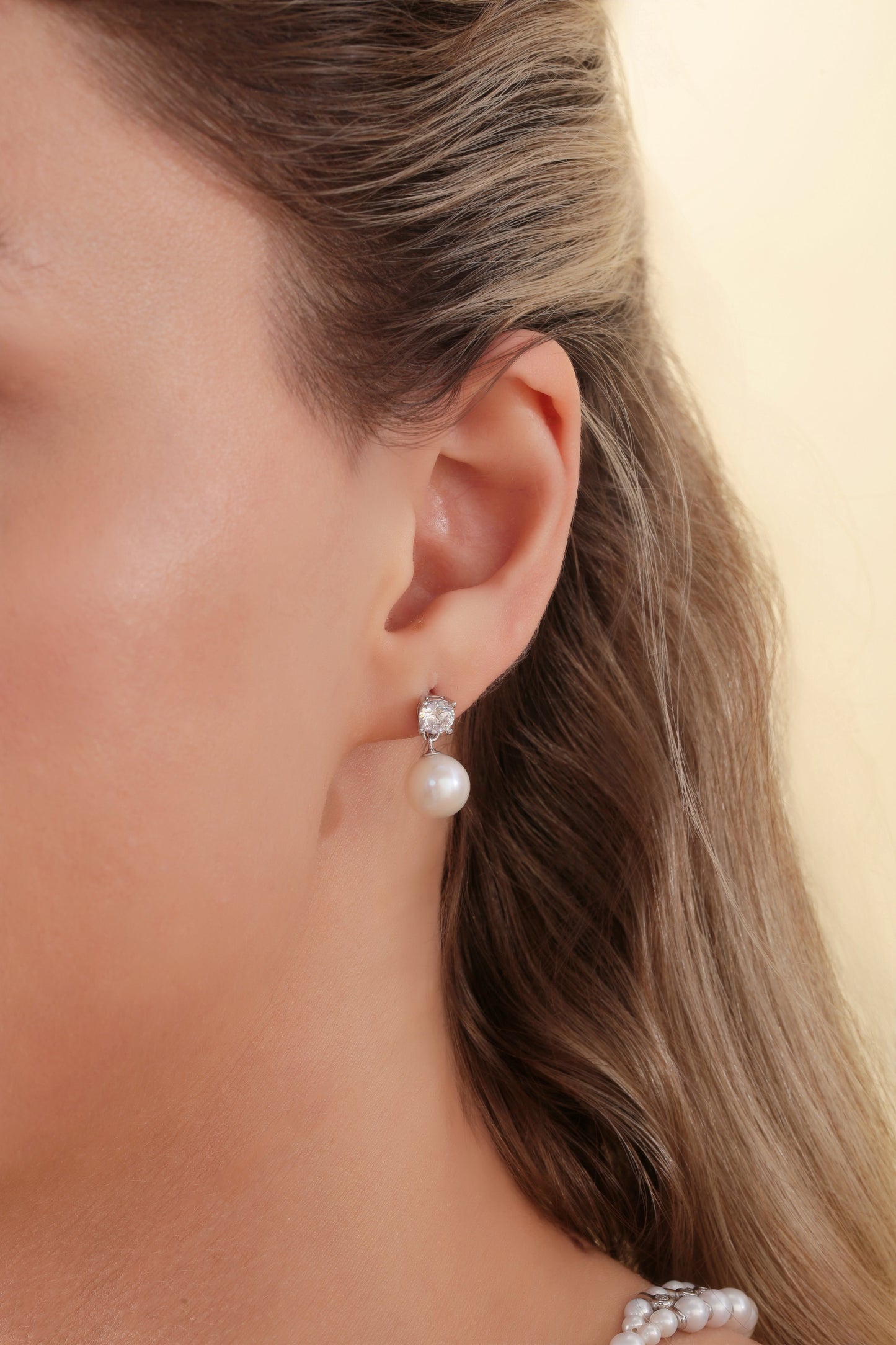 Large Zircon Earrings with Freshwater Pearls