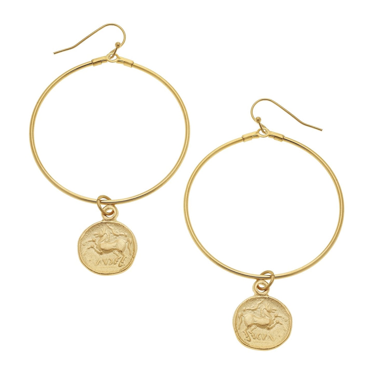 Coin Drop Hoop Earrings in Elegant Design