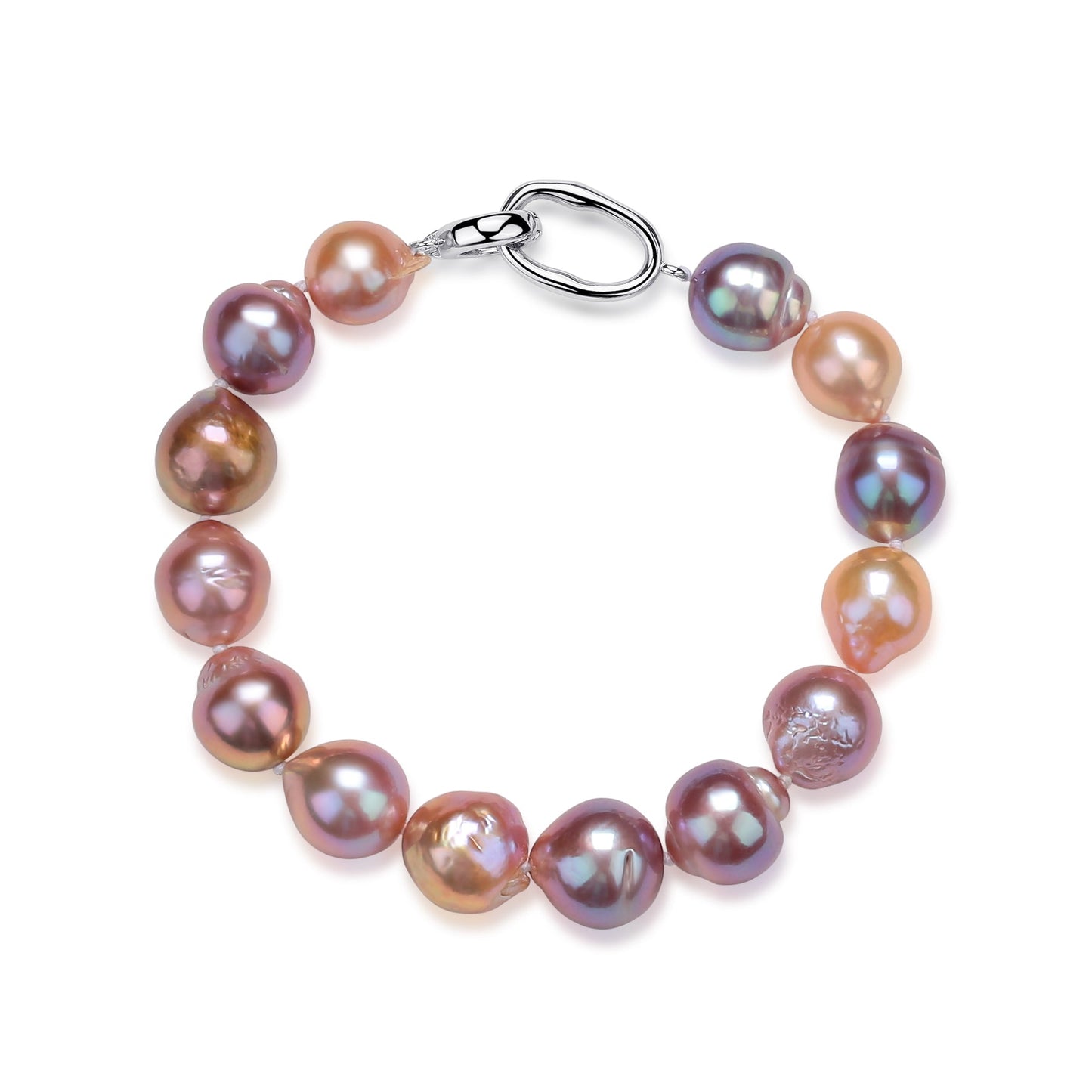 Baroque Pearl Necklace and Bracelet in Pink-Purple