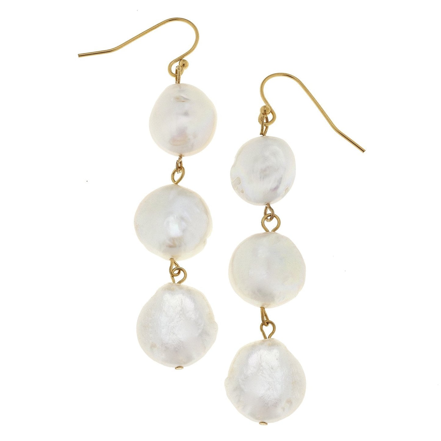 Elegant Triple Tier Pearl Drop Earrings