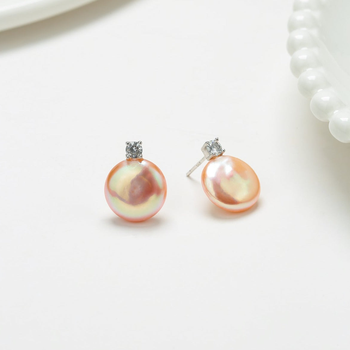 Pink Coin Baroque Pearl Stud Earrings 2