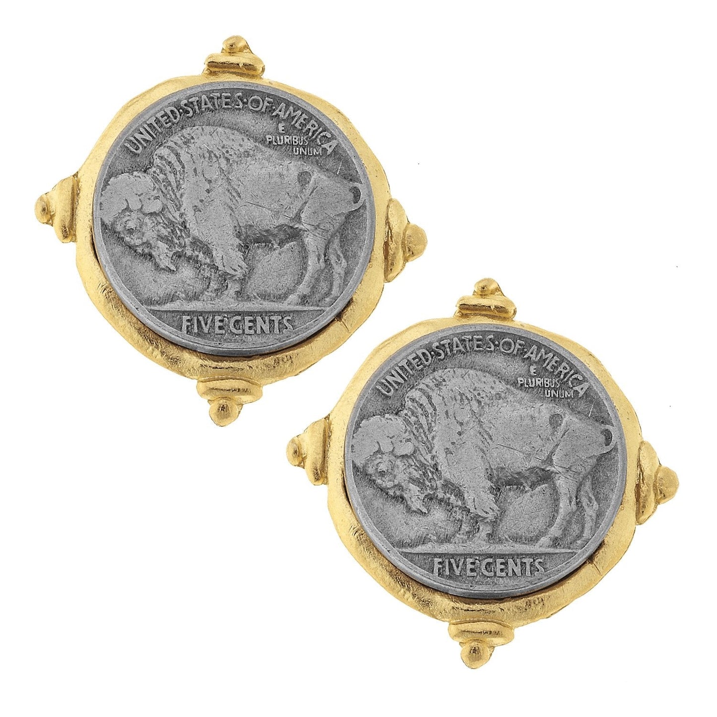 Buffalo Nickel Silver Stud Earrings