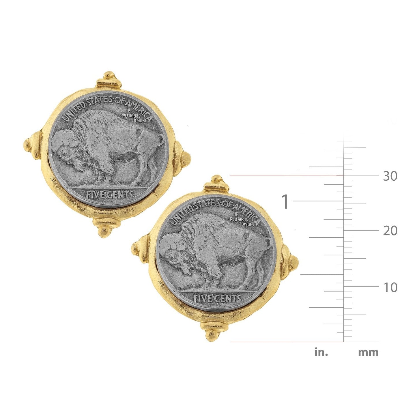 Buffalo Nickel Silver Stud Earrings