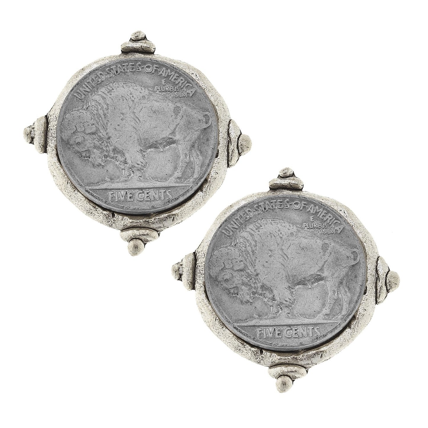 Buffalo Nickel Silver Stud Earrings