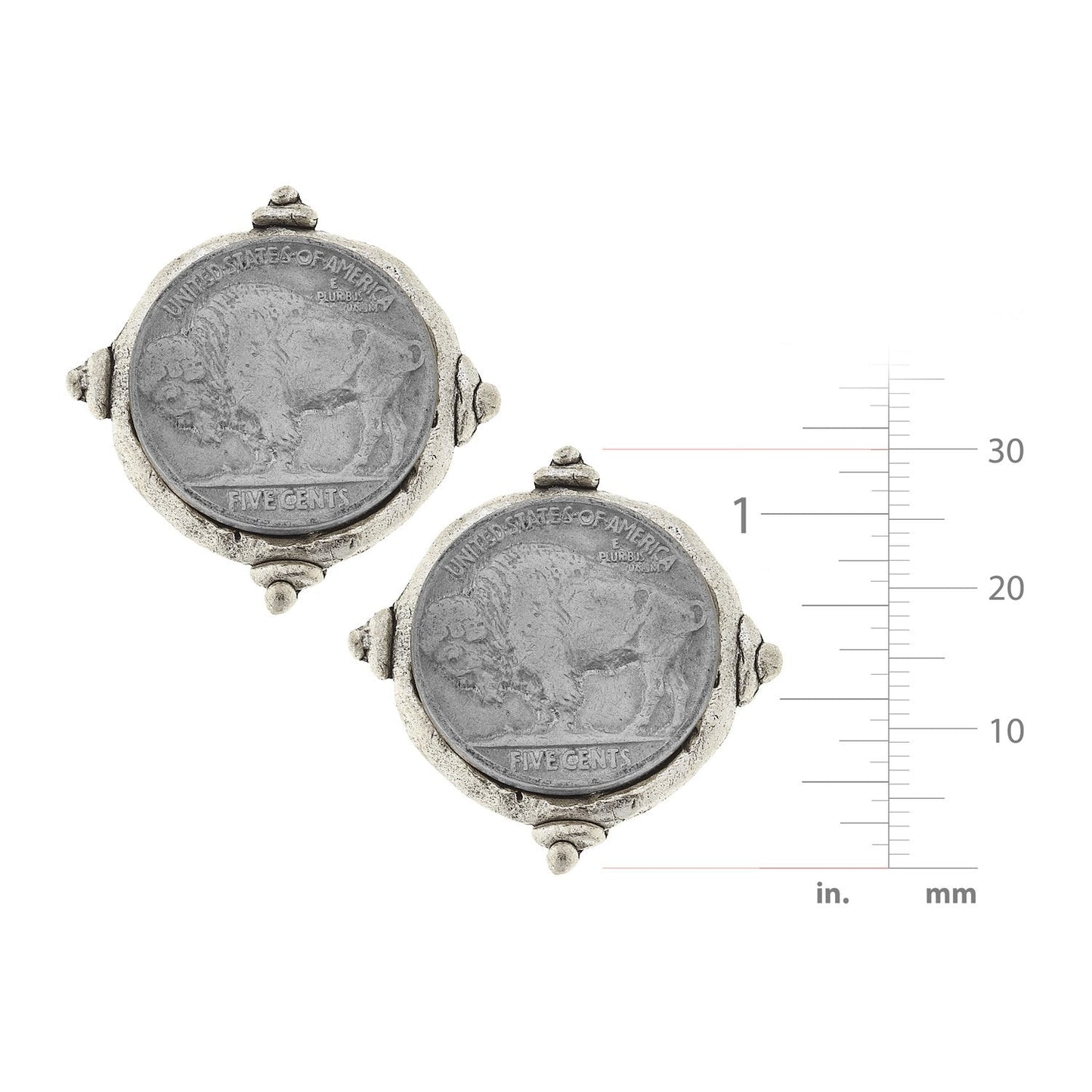 Buffalo Nickel Silver Stud Earrings