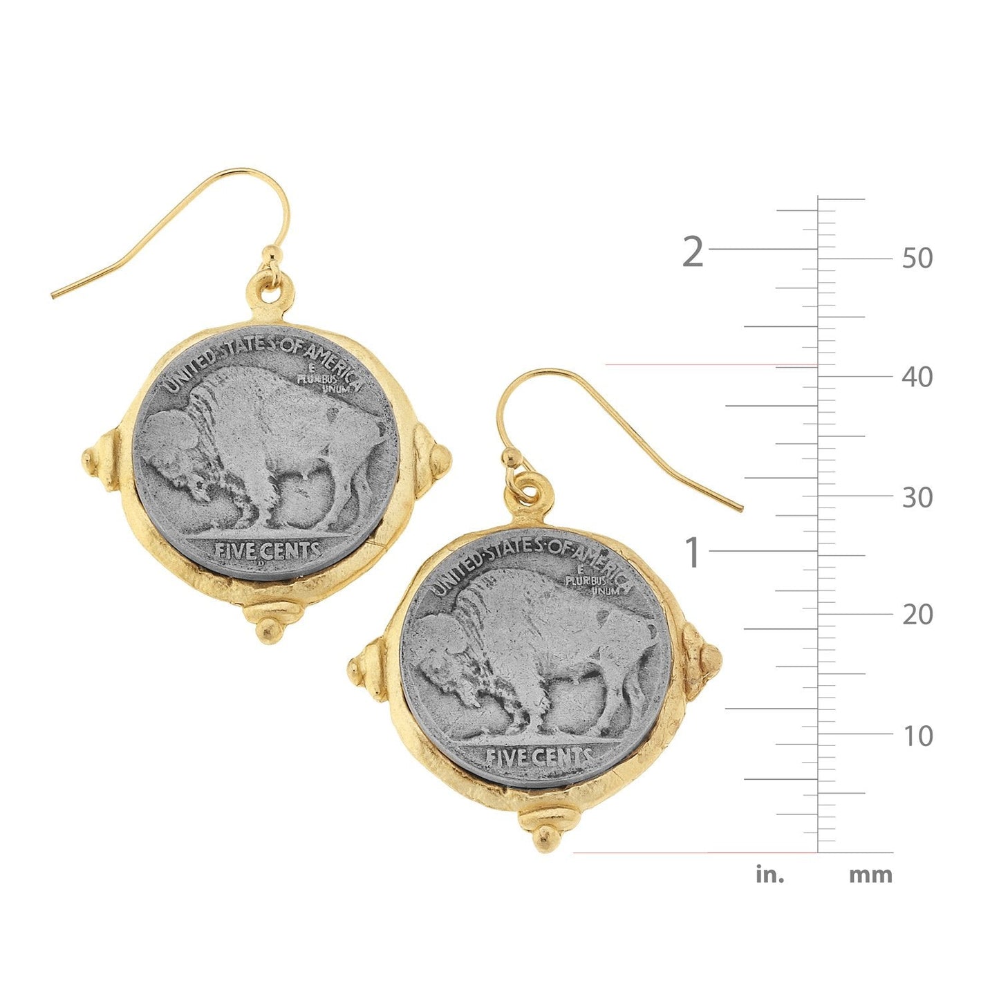 Buffalo Nickel Style Earrings in Silver